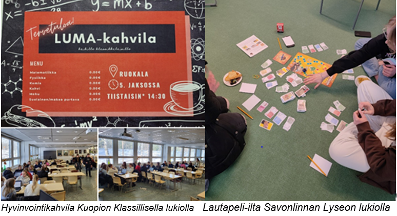 Hyvinvointikahvila Kuopion klassillisella lukiolla - Lautapeli-ilta Savonlinnan Lyseon lukiolla